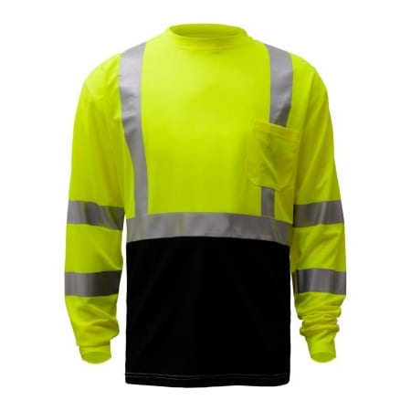 Gss Safety GSS Safety 5113, Class 3, Microfiber Birdseye Long Sleeve T-Shirt W/ Black Bottom, Lime, 3XL Tall 5113-3XL TALL
